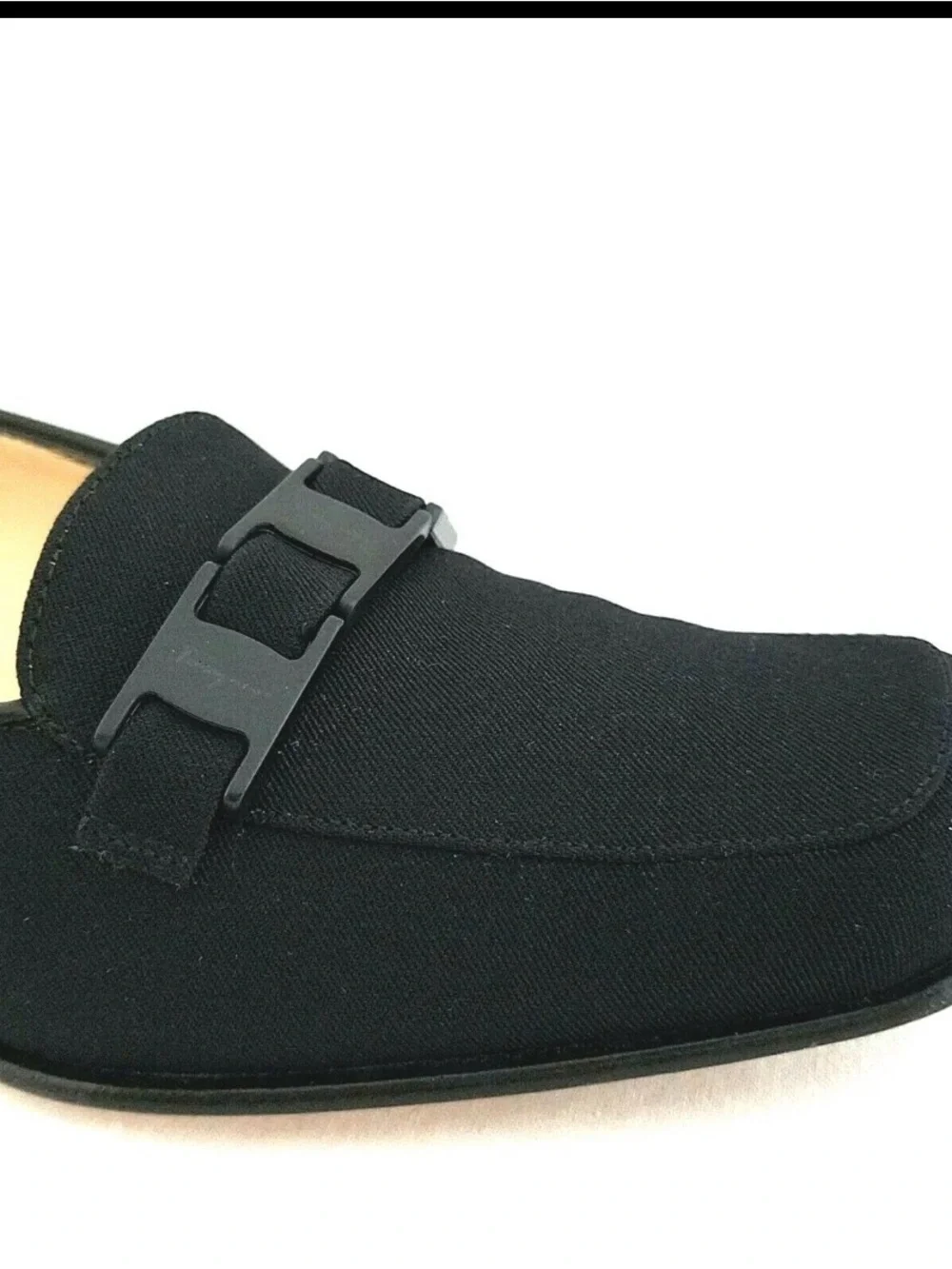 Salvatore Ferragamo Black Suede Square-Toe Loafers